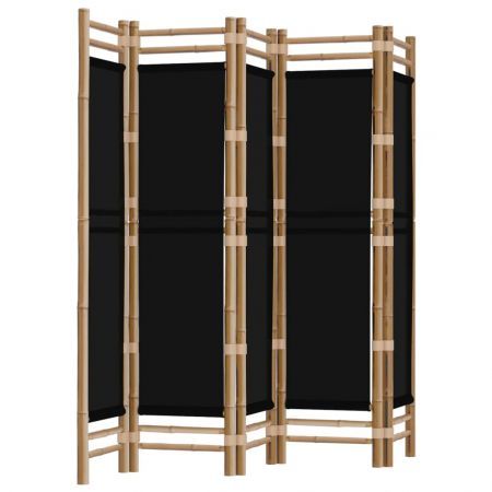 Folding 5-Panel Room Divider 200 cm Bamboo and Canvas