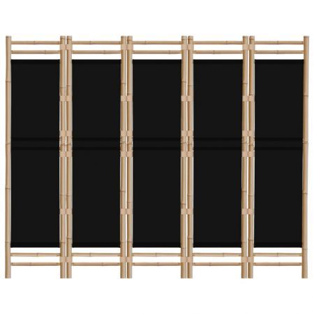 Folding 5-Panel Room Divider 200 cm Bamboo and Canvas