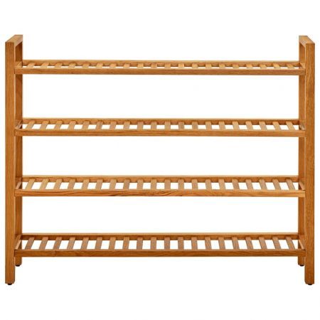 Shoe Rack with 4 Shelves 100x27x80 cm Solid Oak Wood