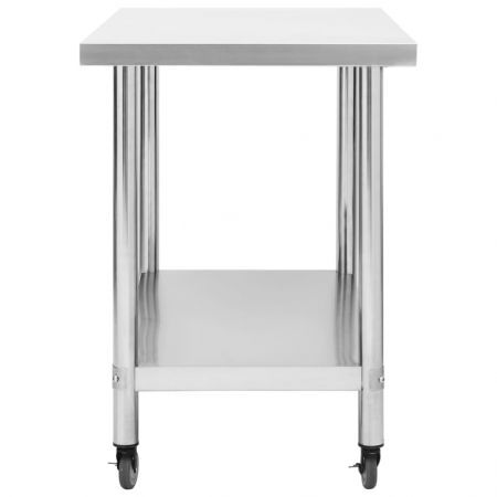 Kitchen Work Table with Wheels 80x60x85 cm Stainless Steel