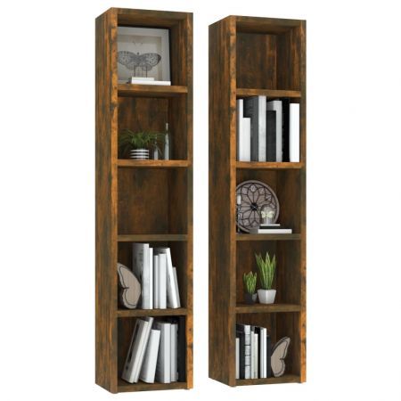 CD Cabinets 2 pcs Smoked Oak 21x16x93.5 cm Engineered Wood