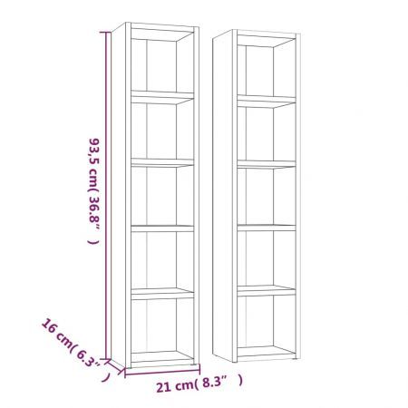 CD Cabinets 2 pcs Smoked Oak 21x16x93.5 cm Engineered Wood