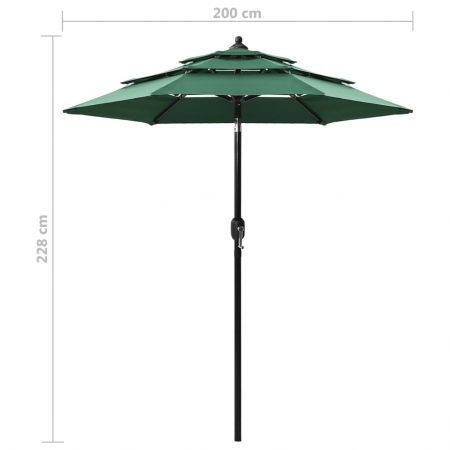 3-Tier Parasol with Aluminium Pole Green 2 m