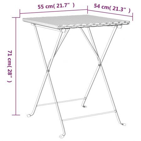 Folding Bistro Table Grey 55x54x71 cm Poly Rattan