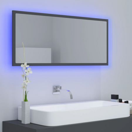 LED Bathroom Mirror Grey 100x8.5x37 cm Acrylic