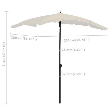 Garden Parasol with Pole 200x130 cm Sand