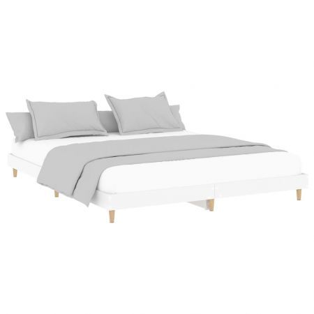 Bed Frame White 183x203 cm King Size Engineered Wood