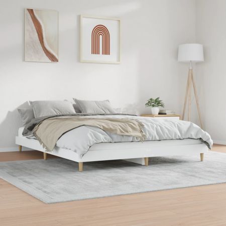 Bed Frame White 183x203 cm King Size Engineered Wood