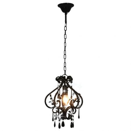 Ceiling Lamp with Beads Black Round E14