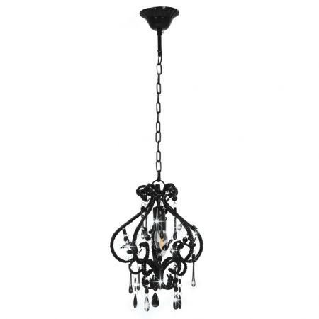 Ceiling Lamp with Beads Black Round E14