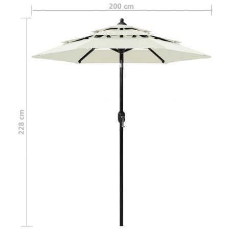 3-Tier Parasol with Aluminium Pole Sand 2 m