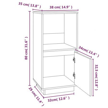 Sideboard White 38x35x80 cm Solid Wood Pine