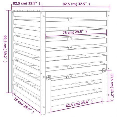 Composter Grey 82.5x82.5x99.5 cm Solid Wood Pine