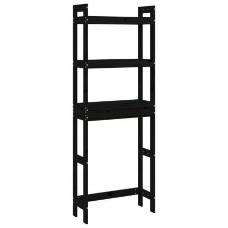 Toilet Rack Black 63x26x171 cm Solid Wood Pine