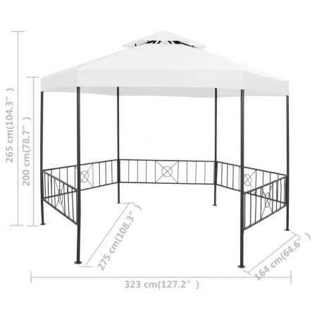 Garden Gazebo 323x275x265 cm White 180 g/m²