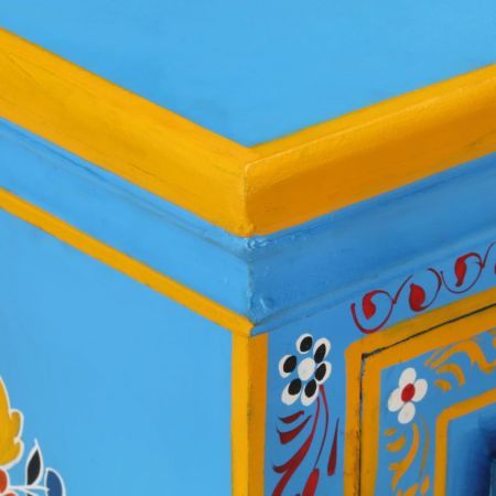 Sideboard Solid Mango Wood Turquoise Hand Painted