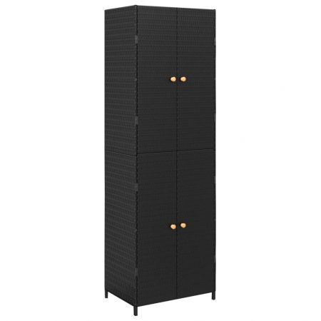 Garden Storage Cabinet Black 59x40x180 cm Poly Rattan