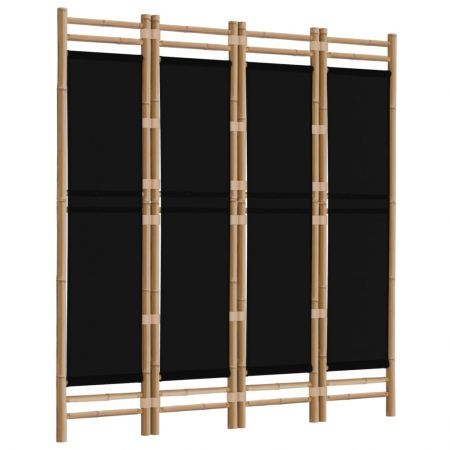 Folding 4-Panel Room Divider 160 cm Bamboo and Canvas