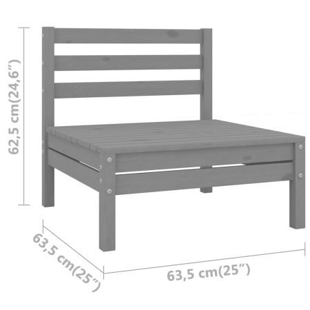 3 Piece Garden Lounge Set Solid Pinewood Grey