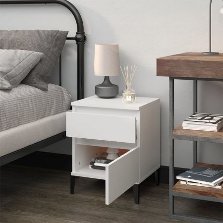 Bedside Cabinet White 40x35x50 cm