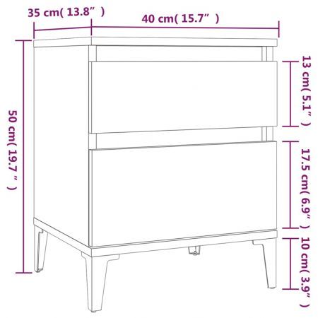 Bedside Cabinet White 40x35x50 cm