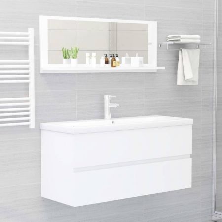 Bathroom Mirror White 100x10.5x37 cm Engineered Wood