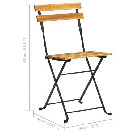 Folding Garden Chairs 2 pcs Steel and Solid Acacia Wood