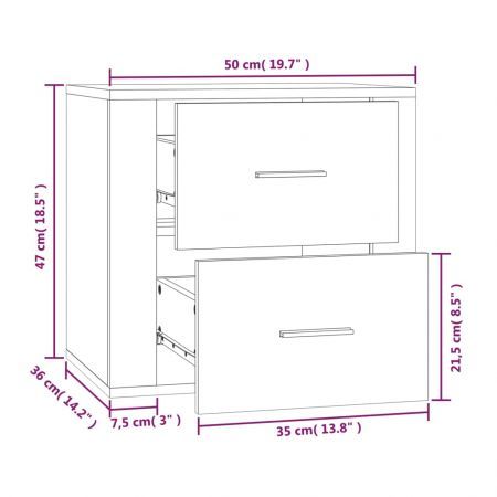 Wall-mounted Bedside Cabinet Smoked Oak 50x36x47 cm