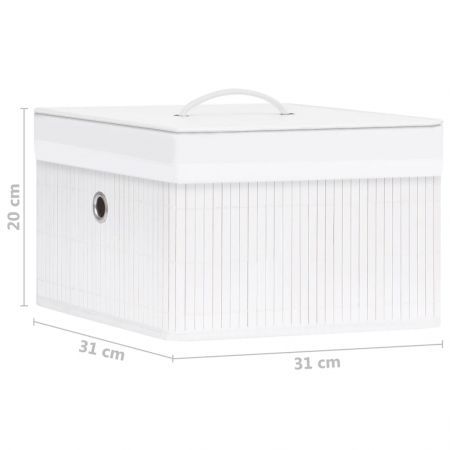 Bamboo Storage Boxes 4 pcs White