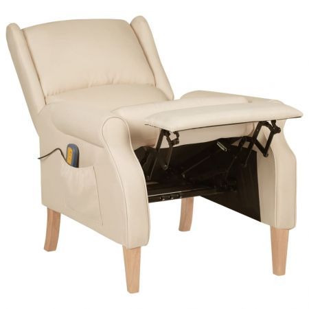 Massage Reclining Chair Cream Fabric