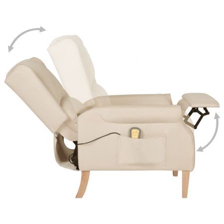 Massage Reclining Chair Cream Fabric