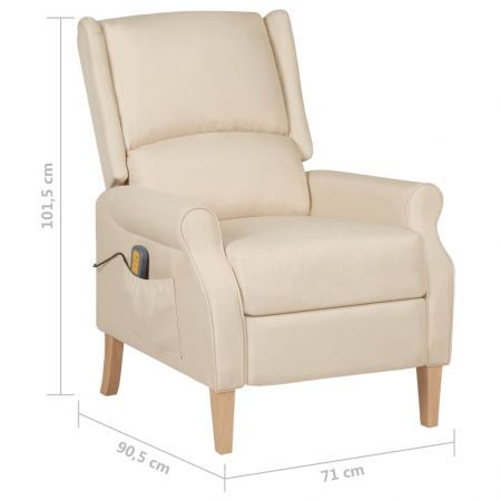 Massage Reclining Chair Cream Fabric