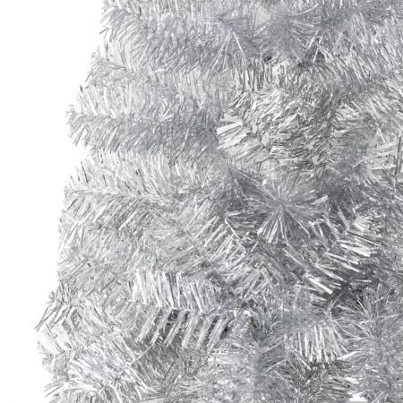 Slim Artificial Half Christmas Tree with Stand Silver 210 cm