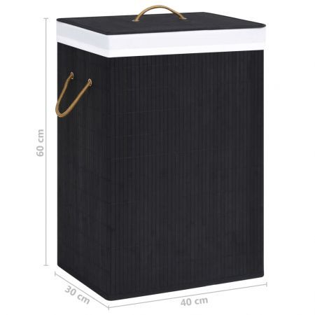 Bamboo Laundry Basket with 2 Sections Black 72 L