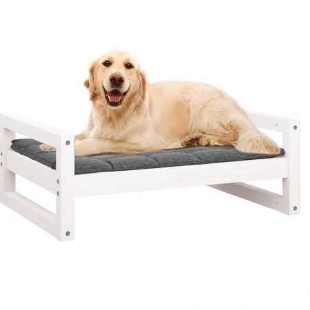 Dog Bed White 75.5x55.5x28 cm Solid Pine Wood