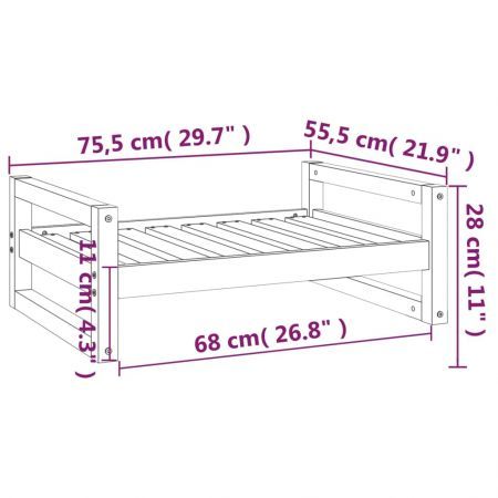 Dog Bed White 75.5x55.5x28 cm Solid Pine Wood