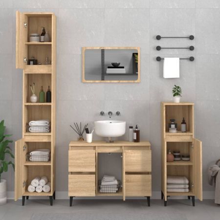 Sink Cabinet Sonoma Oak 80x33x60 cm Engineered Wood