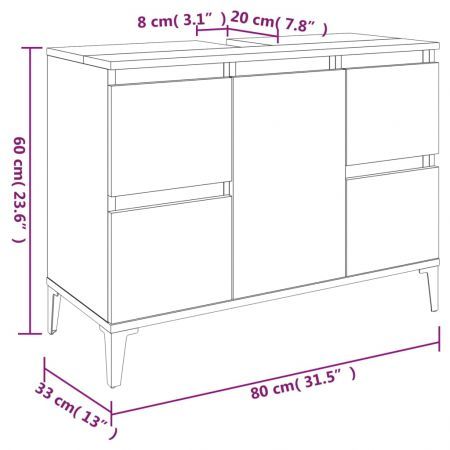 Sink Cabinet Sonoma Oak 80x33x60 cm Engineered Wood