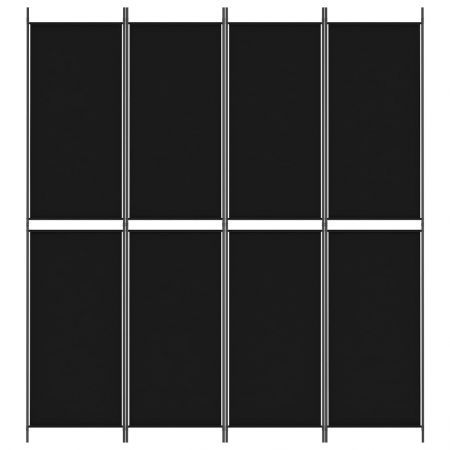 4-Panel Room Divider Black 200x220 cm Fabric