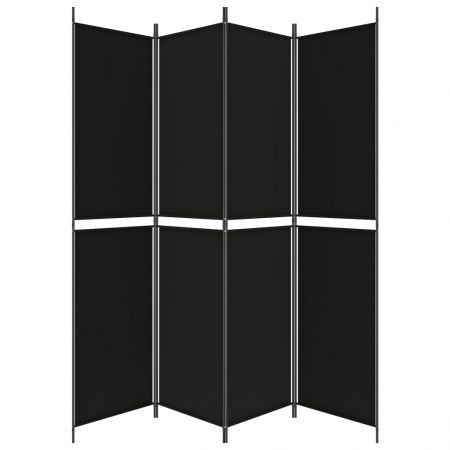 4-Panel Room Divider Black 200x220 cm Fabric