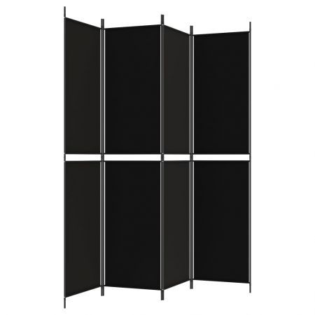 4-Panel Room Divider Black 200x220 cm Fabric