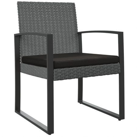 Garden Dining Chairs 2 pcs Dark Grey PP Rattan