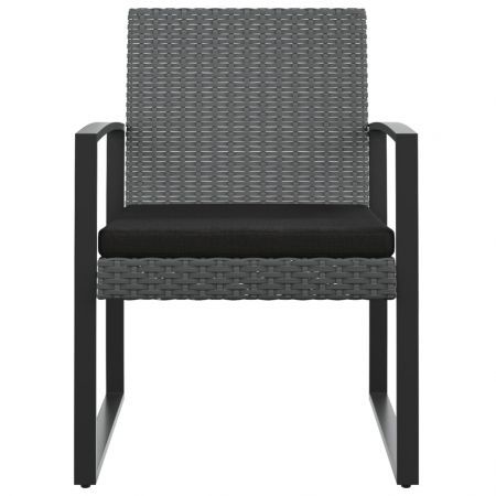 Garden Dining Chairs 2 pcs Dark Grey PP Rattan