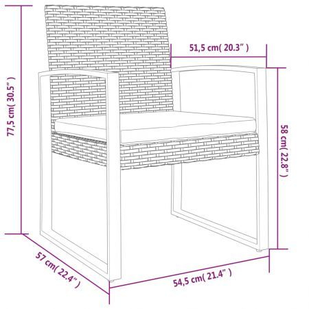 Garden Dining Chairs 2 pcs Dark Grey PP Rattan