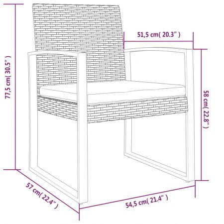 Garden Dining Chairs 2 pcs Brown PP Rattan