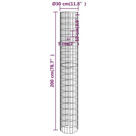 Circular Gabion Pole Galvanised Steel Ø30x200 cm