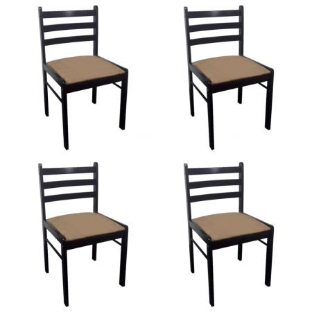 Dining Chairs 4 pcs Brown Solid Rubber Wood and Velvet