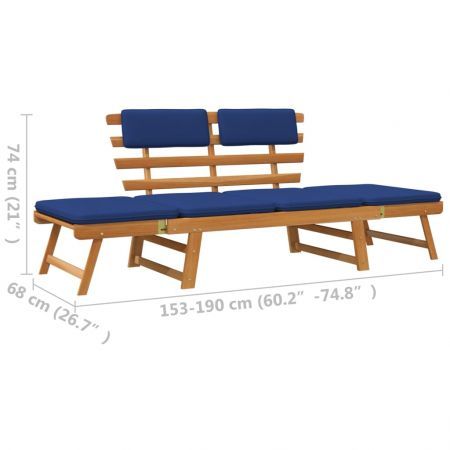 Garden Bench with Cushions 2-in-1 190 cm Solid Acacia Wood