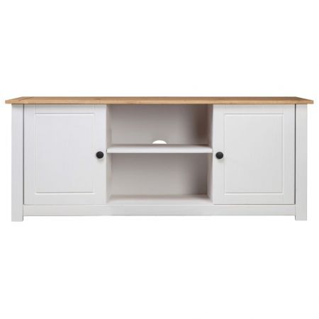 TV Cabinet White 120x40x50 cm Solid Pine Wood Panama Range