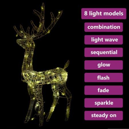 Acrylic Reindeer Christmas Decoration 140 LEDs 120 cm Warm White